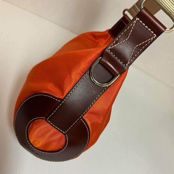 Lancel Paris (MCJE) Nylon Orange shoulder bag with Brown Leather Accents - Picture 3 of 13